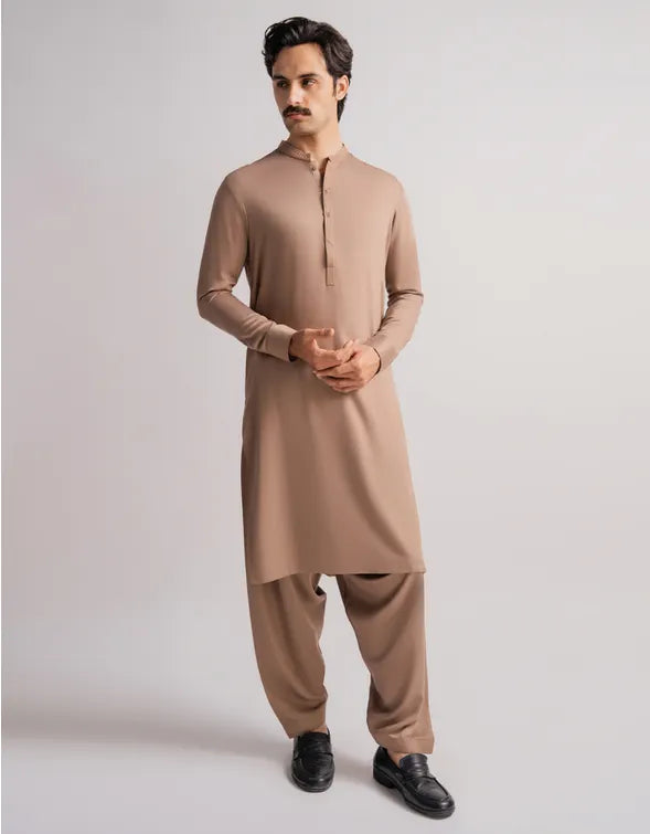 SEMI BROWN FORMAL KAMEEZ SHALWAR