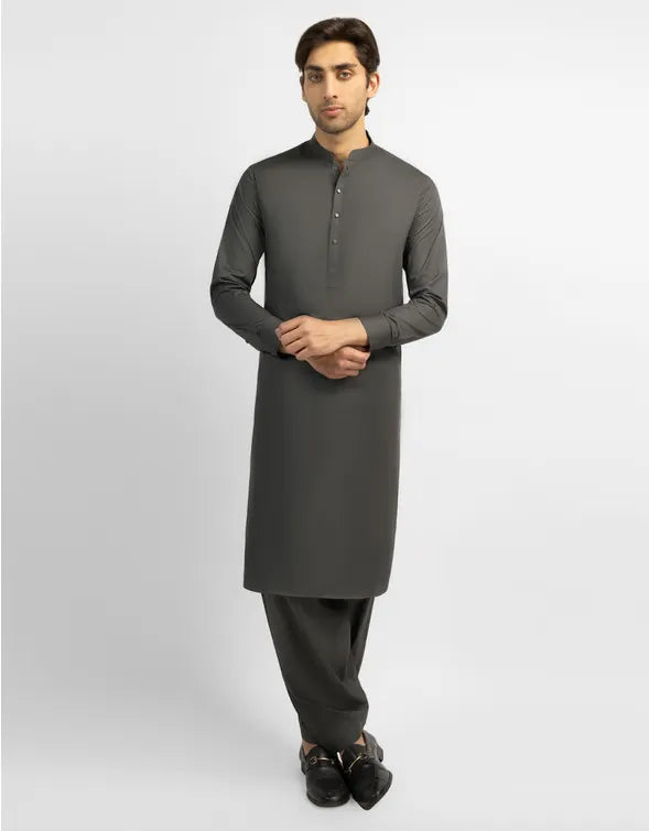 LEATHER GRAY FORMAL KAMEEZ SHALWAR